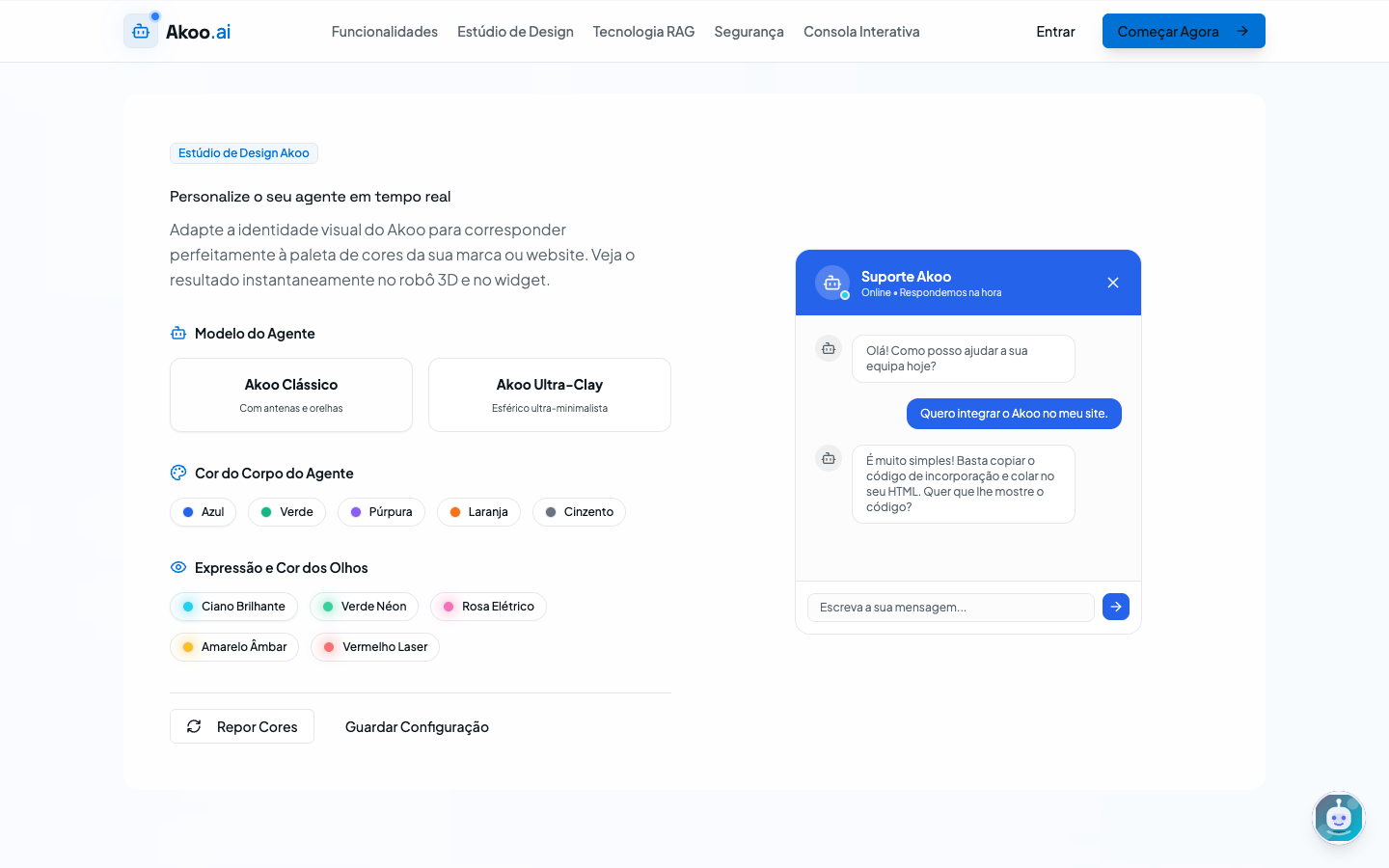 Akoo design studio and conversational agent interface
