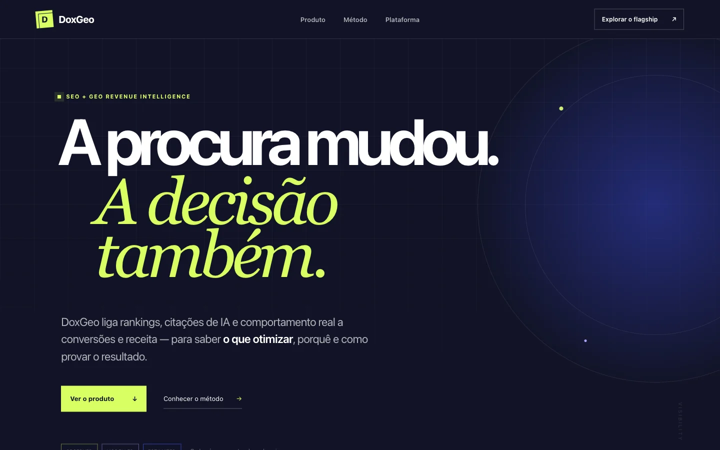 DoxGEO public product site introducing its SEO and GEO revenue intelligence platform